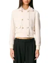 Maje Badeira Tweed-effect Cropped Jacket In Ecru