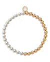 Maje Or Mixed Pearl Clover-pendant Beaded Brass Choker In Gold/white