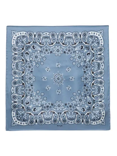 Maje Bandana-print Scarf In Blue