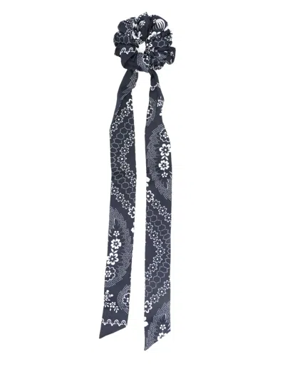 Maje Bandana-print Silk Scrunchie In Black