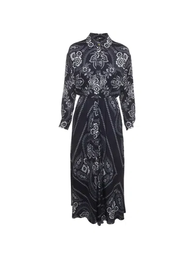 Pre-owned Maje Bandana-print Maxi Shirt-dress In Blue