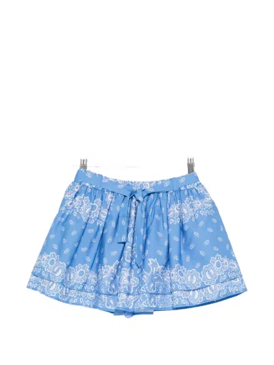 Maje Womens Sky Blue Bandana Print Bandana-print Ruffled Cotton Mini Skirt In Multi