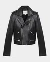 Maje Basaltm Leather Biker Jacket In Black