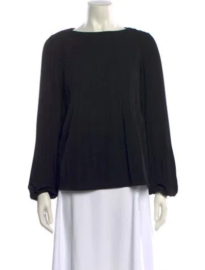 Pre-owned Maje Bateau Neckline Long Sleeve Blouse In Black