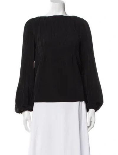 Pre-owned Maje Bateau Neckline Long Sleeve Blouse In Black