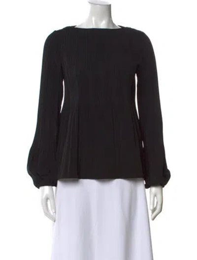 Pre-owned Maje Bateau Neckline Long Sleeve Blouse In Black