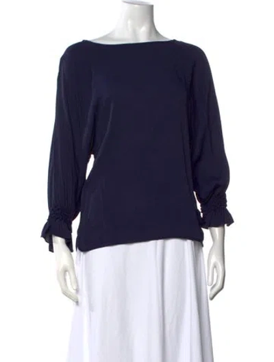Pre-owned Maje Bateau Neckline Long Sleeve Blouse In Blue