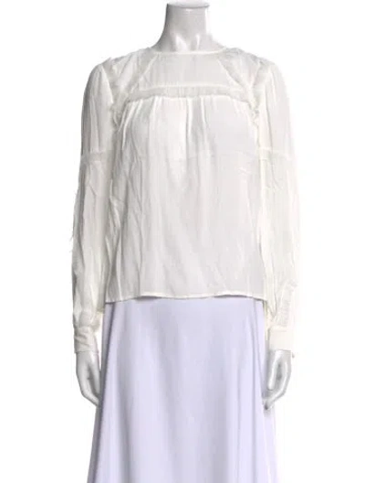 Pre-owned Maje Bateau Neckline Long Sleeve Blouse In White