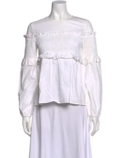 Pre-owned Maje Bateau Neckline Long Sleeve Blouse In White