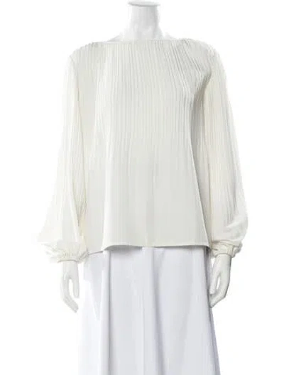 Pre-owned Maje Bateau Neckline Long Sleeve Blouse In White