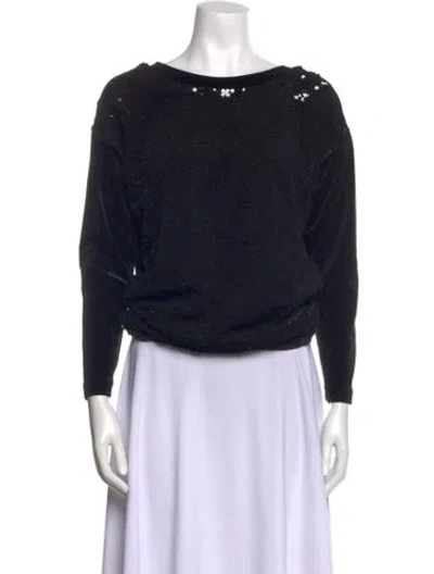 Pre-owned Maje Bateau Neckline Long Sleeve Sweatshirt In Black