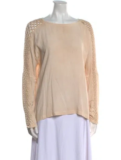Pre-owned Maje Bateau Neckline Long Sleeve Top In Neutral