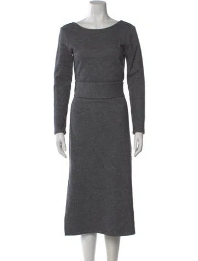 Pre-owned Maje Bateau Neckline Midi Length Dress In Gray