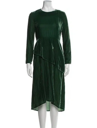 Pre-owned Maje Bateau Neckline Midi Length Dress In Green