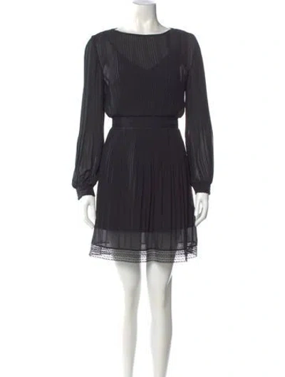 Pre-owned Maje Bateau Neckline Mini Dress In Black