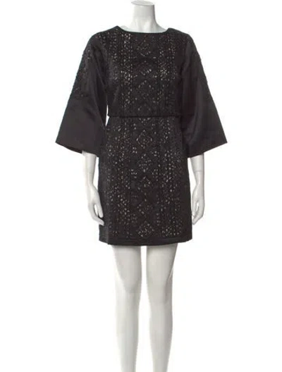 Pre-owned Maje Bateau Neckline Mini Dress In Black