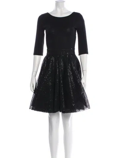 Pre-owned Maje Bateau Neckline Mini Dress In Black