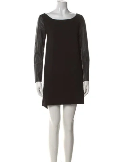 Pre-owned Maje Bateau Neckline Mini Dress In Black