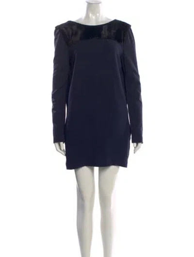 Pre-owned Maje Bateau Neckline Mini Dress In Blue