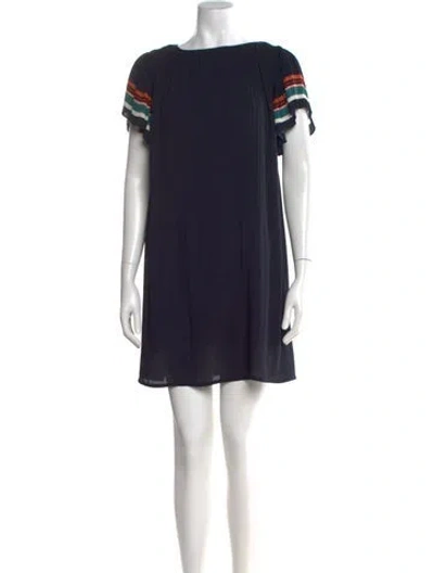 Pre-owned Maje Bateau Neckline Mini Dress In Blue