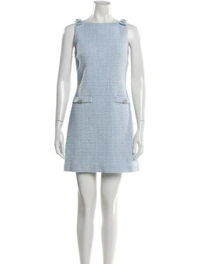 Pre-owned Maje Bateau Neckline Mini Dress In Blue