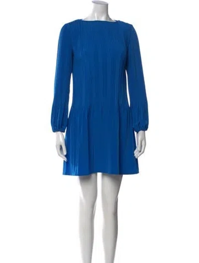 Pre-owned Maje Bateau Neckline Mini Dress In Blue