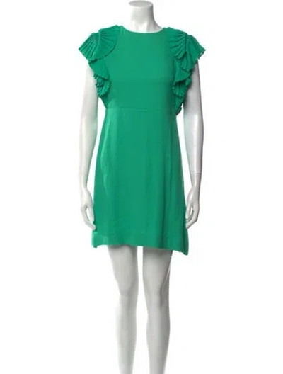 Pre-owned Maje Bateau Neckline Mini Dress In Green