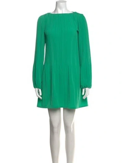 Pre-owned Maje Bateau Neckline Mini Dress In Green