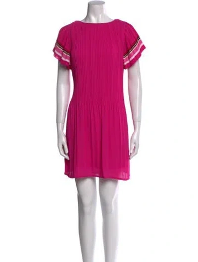 Pre-owned Maje Bateau Neckline Mini Dress In Pink
