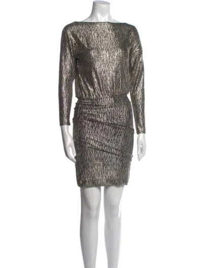 Pre-owned Maje Bateau Neckline Mini Dress W/ Tags In Silver