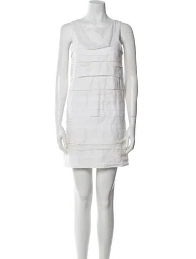 Pre-owned Maje Bateau Neckline Mini Dress In White
