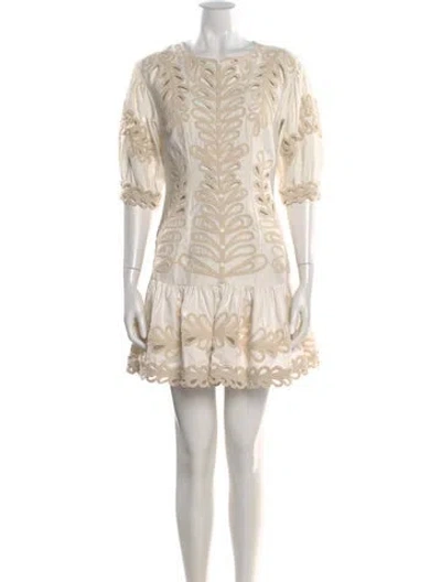 Pre-owned Maje Bateau Neckline Mini Dress In White