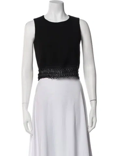Pre-owned Maje Bateau Neckline Sleeveless Crop Top In Black