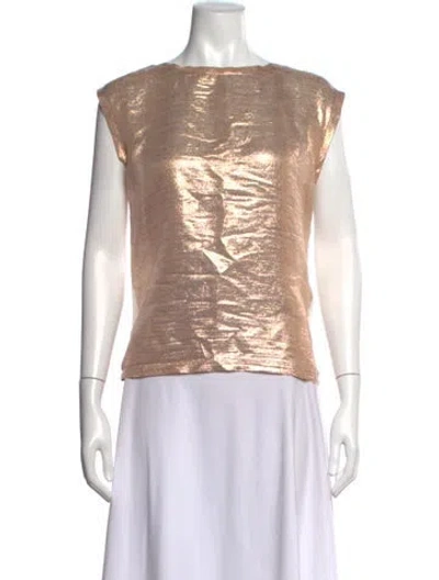 Pre-owned Maje Bateau Neckline Sleeveless Top In Metallic/pink