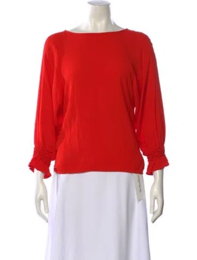 Pre-owned Maje Bateau Neckline Three-quarter Sleeve Blouse In Orange