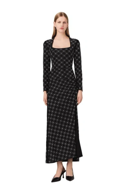 MAJE MAJE BEADED AND RHINESTONE MAXI DRESS