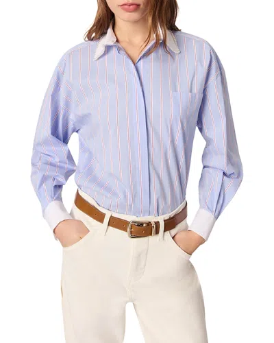 MAJE BEADED COLLAR STRIPED SHIRT