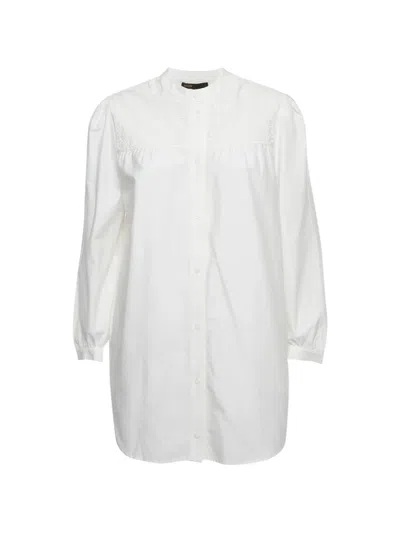 Pre-owned Maje Beaded Cotton Mini Dress In White