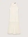 Maje Resille Open-knit Midi Dress In Blanc