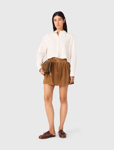 Maje Beaded Cropped Shirt In White
