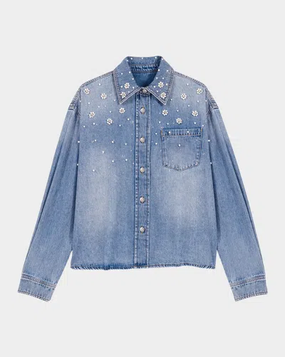MAJE BEADED DENIM SHIRT