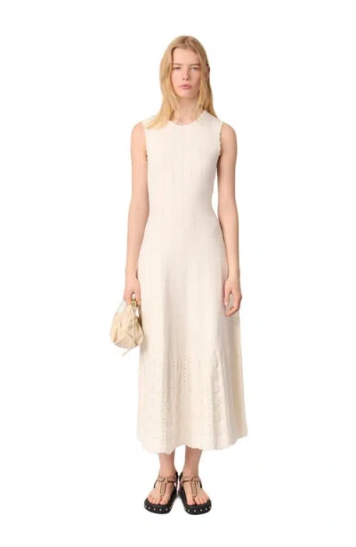 MAJE MAJE BEADED POINTELLE KNIT MAXI DRESS