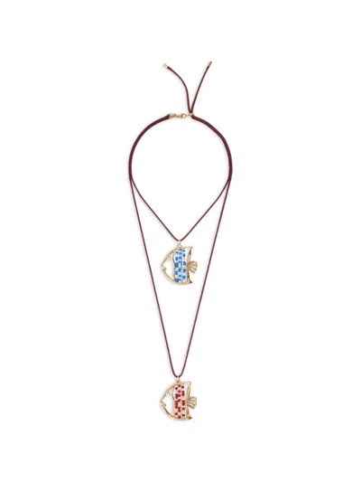 Maje Bead-embellished Fish-pendant Necklace In Gold
