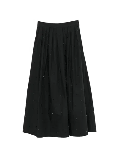 Maje Bead-embellished Maxi Pleated Skirt In Black