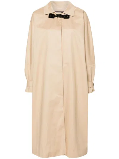 Maje Belted Cotton Trench Coat In Nude