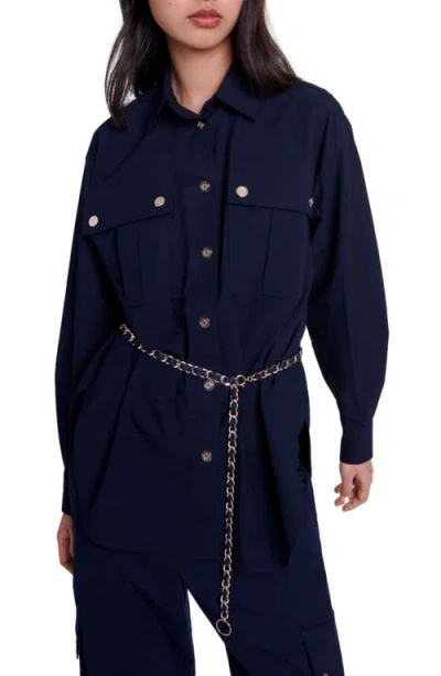 MAJE MAJE BELTED LONG SHIRT