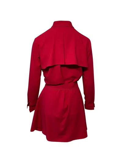 Pre-owned Maje Belted Long-sleeve Dress In Red