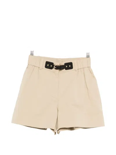 Maje Belted Mini Shorts In Neutral