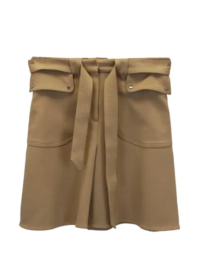 Pre-owned Maje Belted Mini Skirt In Brown
