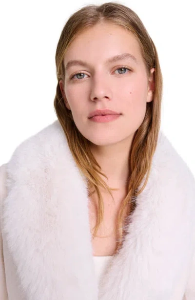 Maje Belted Short Coat In Neutral